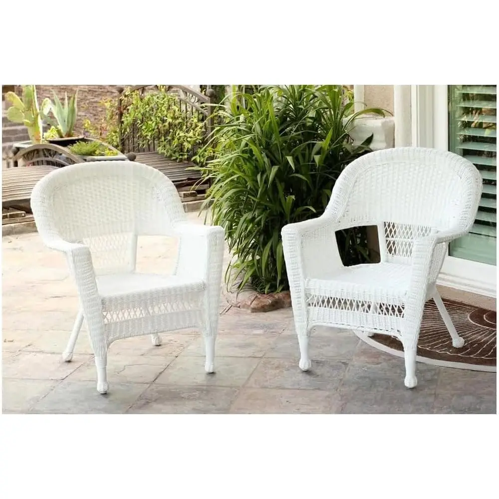 

Wicker Patio Chairs Set of 2, White Wicker