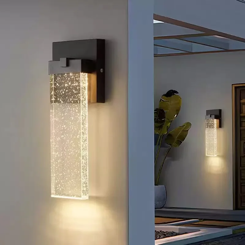 

Outdoor wall lamp 110-220V crystal lamp IP65 waterproof pure crystal material and stainless steel 18W outdoor landscape bracket