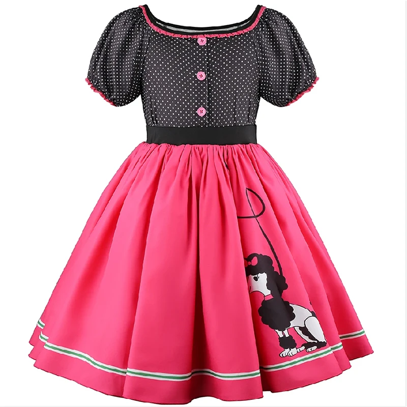 Girls Party Dresses Summer Dress Poodle Print Polka Dot Vintage Dress With Scarf Outfit Girls Casual Summer Dresses Birthday - AliExpress 1501 Girls Party Dresses Summer Dress Poodle Print Polka Dot Vintage Dress With Scarf Outfit Girls Casual Summer Dresses Birthday - AliExpress 1501