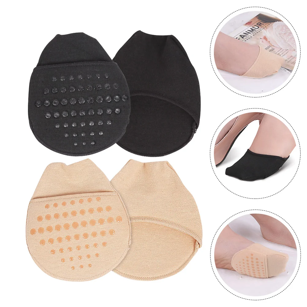 

2 Pairs Non-slip Sole Pad Travel Womens Heels Forefoot Pads Silica Gel High Insert Half Palm Socks