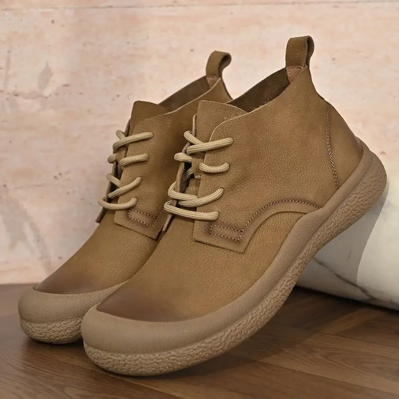 Botas de trabajo de cuero y ante LIHUAMAO, botas de estilo occidental, calzado informal para hombre, calzado para actividades al aire libre, botas de senderismo, para invierno.