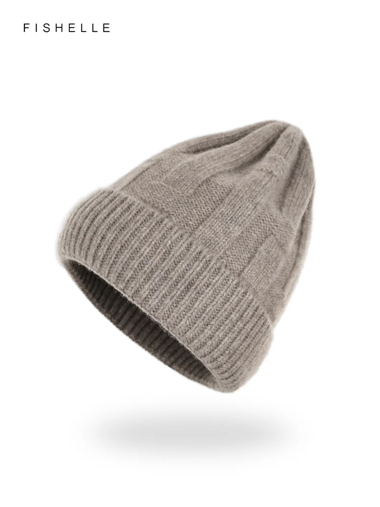 New Solid Color Pure Wool Hat Men Women Warm Knitted Wool Cap Autumn Winter Adults Casual Beanie Luxury Gifts