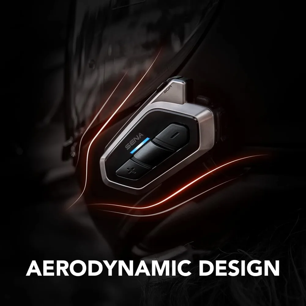 50R 3-Button Motorcycle Bluetooth Headset w/Sound by Integrated Mesh Intercom System Premium Microphone & Speakers