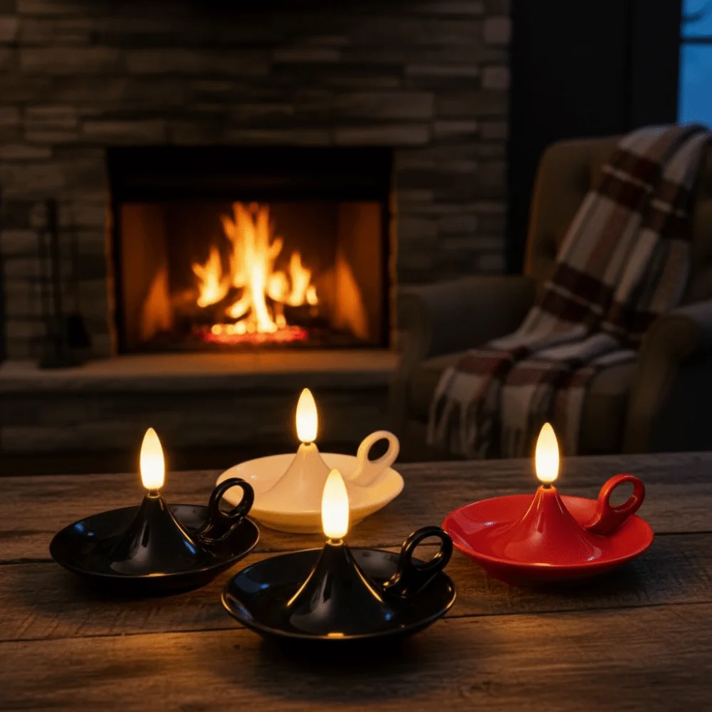 

Plastic Material LED Electronic Candle Lamp Festival Atmosphere Row Of Lamps Old-Fashioned Retro Sesame Oil Lamp