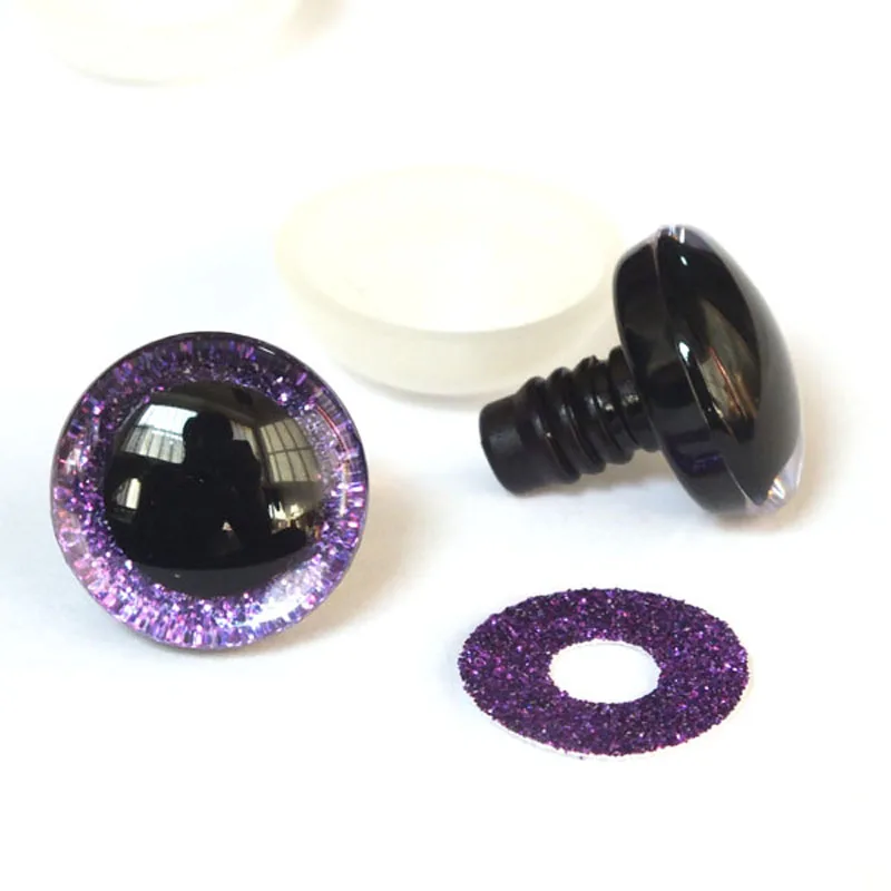 20 Stück 9–40 mm 3D-Sicherheitsspielzeugaugen + glitzernde Vliesstoffe – können Größe und Farbe wählen – Detail 6