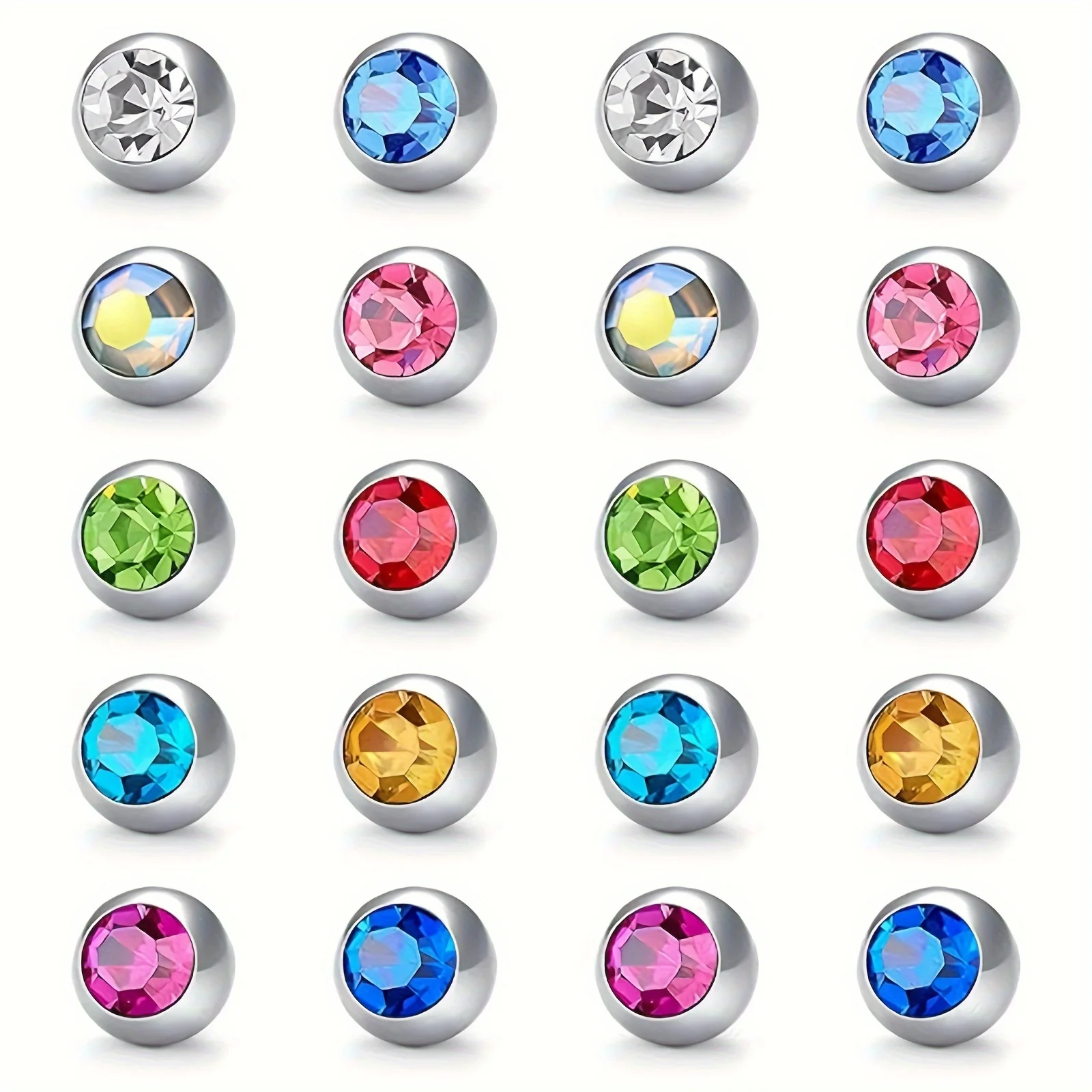20pcs/set 14G 5mm 8mm Replacement Balls Externally Threaded Piercing Balls for Tongue Nipple Navel Belly Button Rings