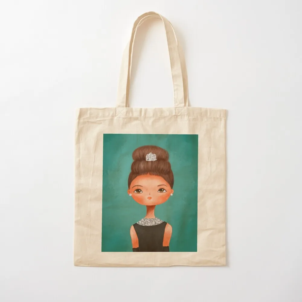 

Audrey Hepburn fashion portrait Tote Bag Handbags women hand bag shopper bag women reusable shopping Canvas Tote