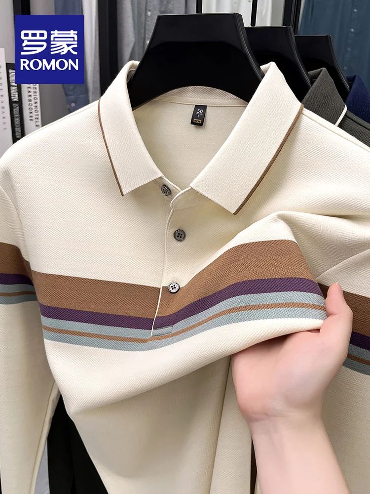 

Мужская длинная футболка-поло в полоску, повседневная, свободного кроя, дышащая, комфортная, для бизнеса и отдыха