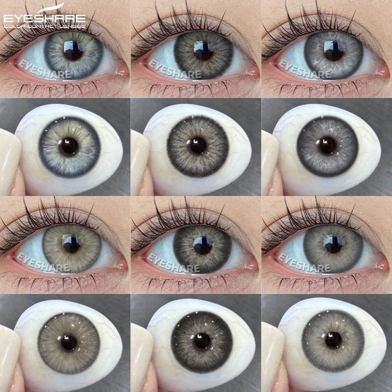EYESHARE Graue Pupillenlinse, 1 Paar farbige Kontaktlinsen für Augen, natürliche Linsen, koreanischer Stil, Colorcon-Augenkontakte, modische Linsen