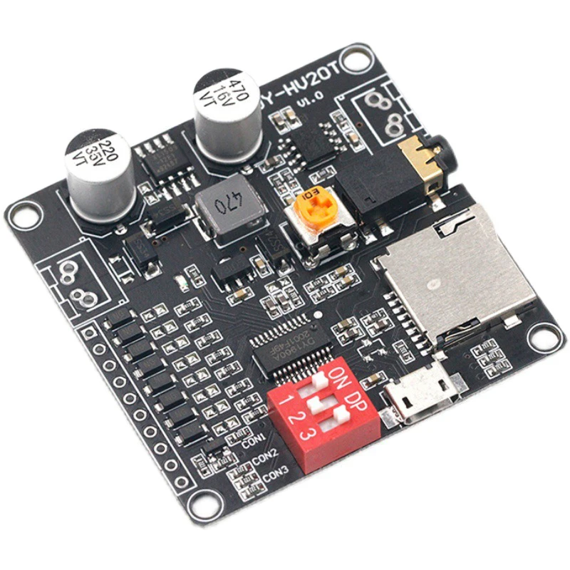 1pc DY-HV8F DY-HV20T Voice Playback Module Board MP3 Music Player 10W 20W 12V 24V Playback Serial Control DIY Electronic