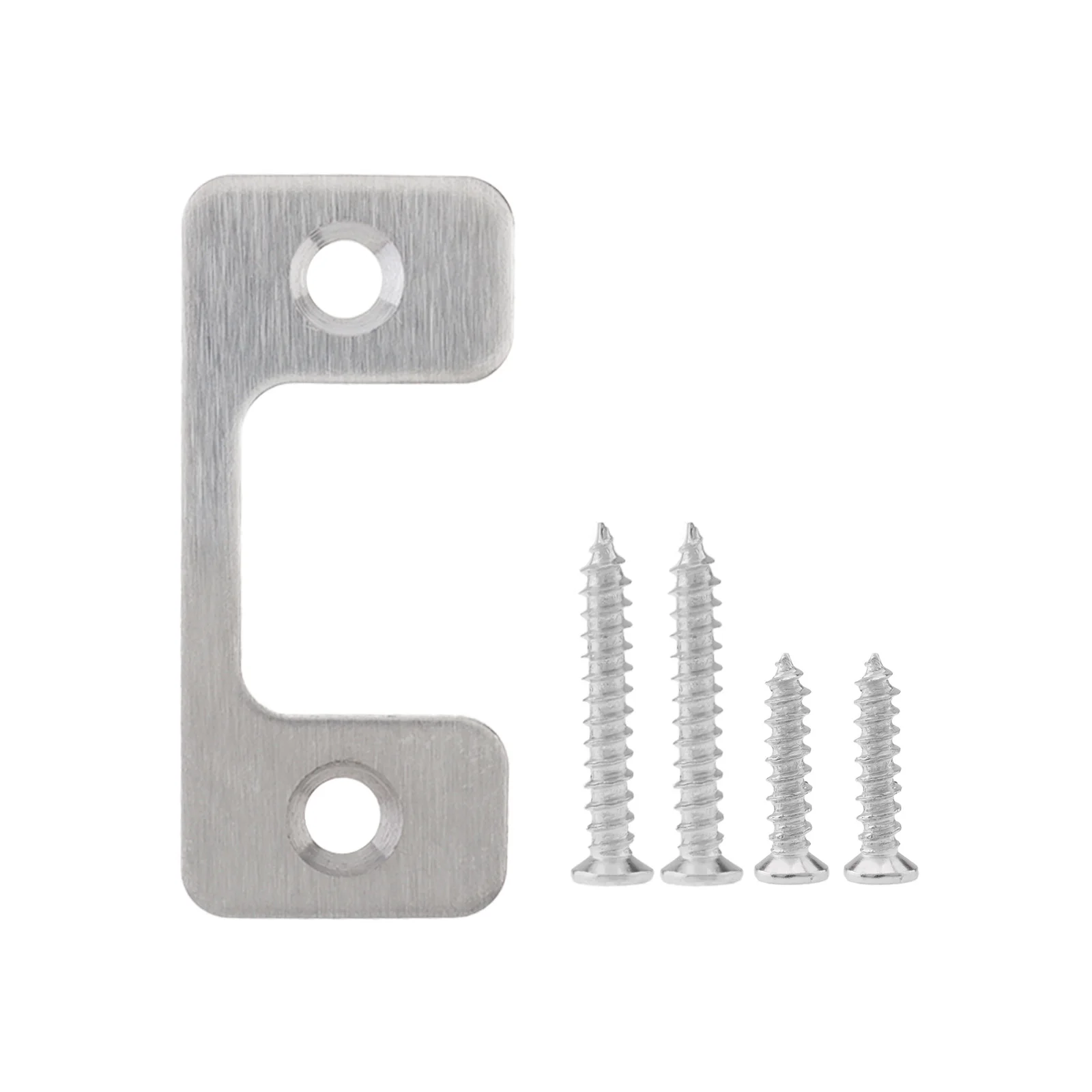 1.9 cm Thick Security Adjustable Door Strike Plate with Threaded Screws, Stainless Steel Deadbolt Strike Plate