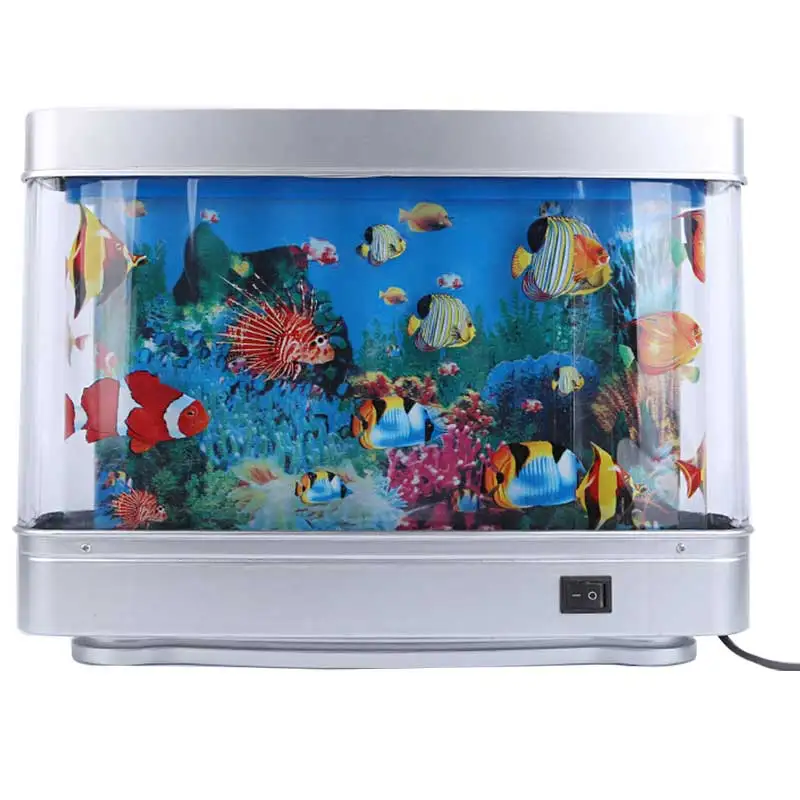 Led Fish Tank Lamp Sea View Fish Creative Simulation Aquarium Underwater World Landscape Switch for Living Room Decoration