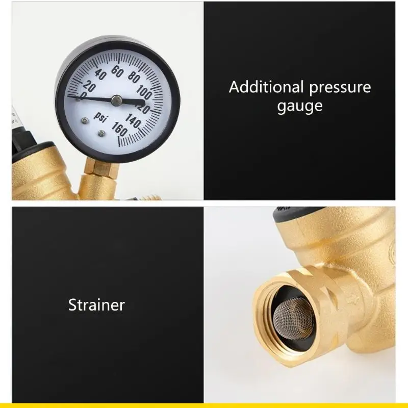 

SZCH RVsWater Pressure Regulator Professional Pressure Reducing Valves with Adjustable Handle Gauge for Camper Travel Trailer