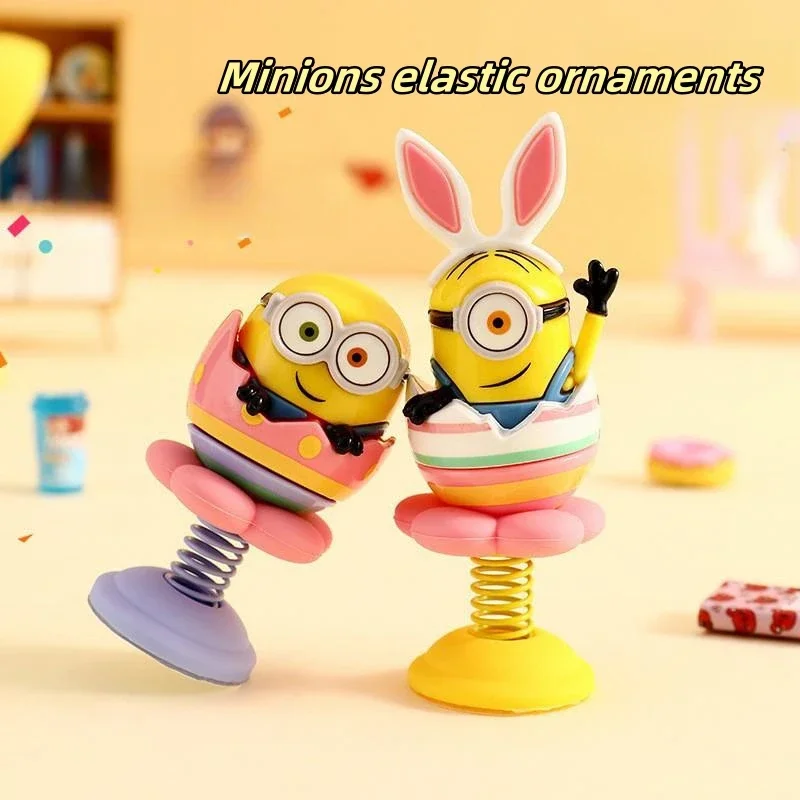 Cute Minions Rocker Ornaments Stuart and BOB Desktop Decorations Decompression Doll Car Ornaments Cartoon Peripheral Accessories