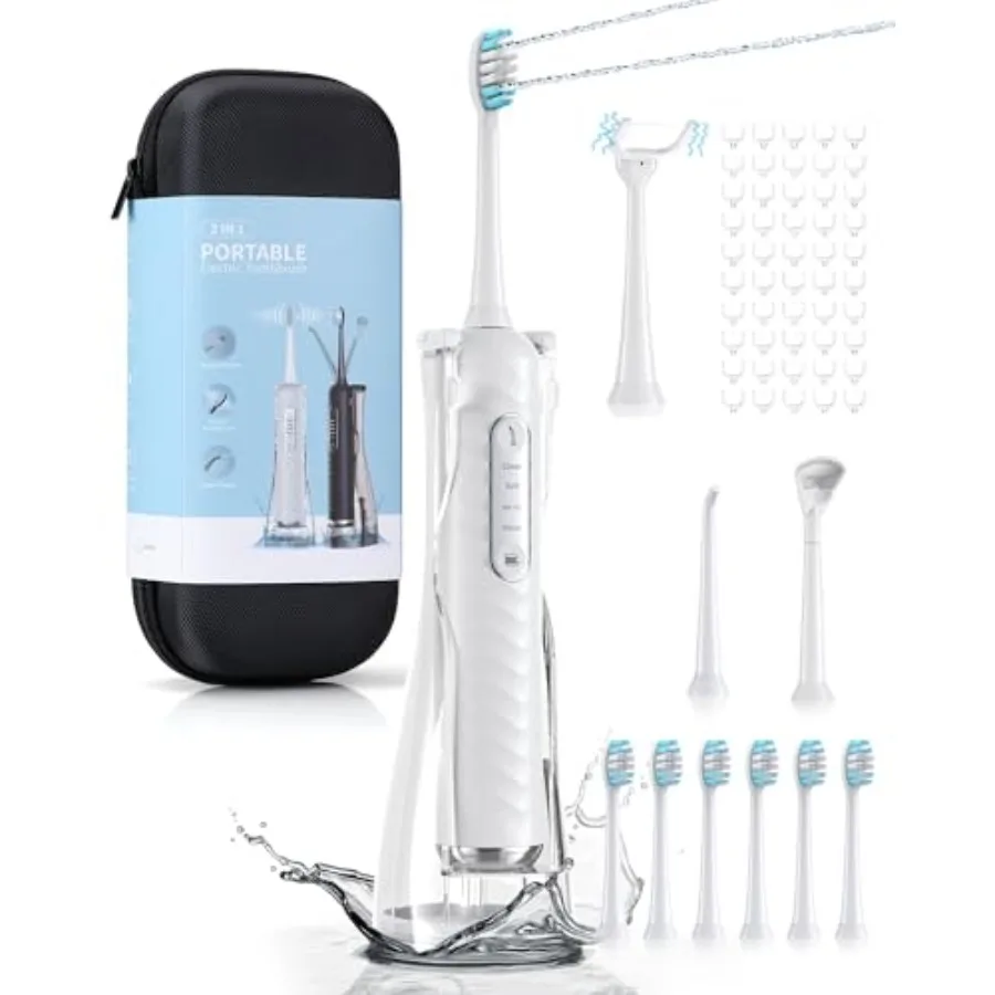

Electric Toothbrush with Water Flosser 4 in 1 Cordless Toothbrush and Water Flosser Combo for Multiple Users and Needs Flossing