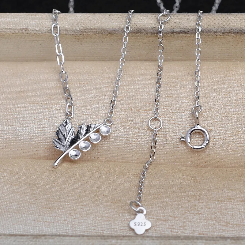 Leaf 925 Sterling Silver Necklace Mountings Findings Jewellery Mounts Parts Fittings Accessories for 2-2.5mm Pearls 3pcs/lot