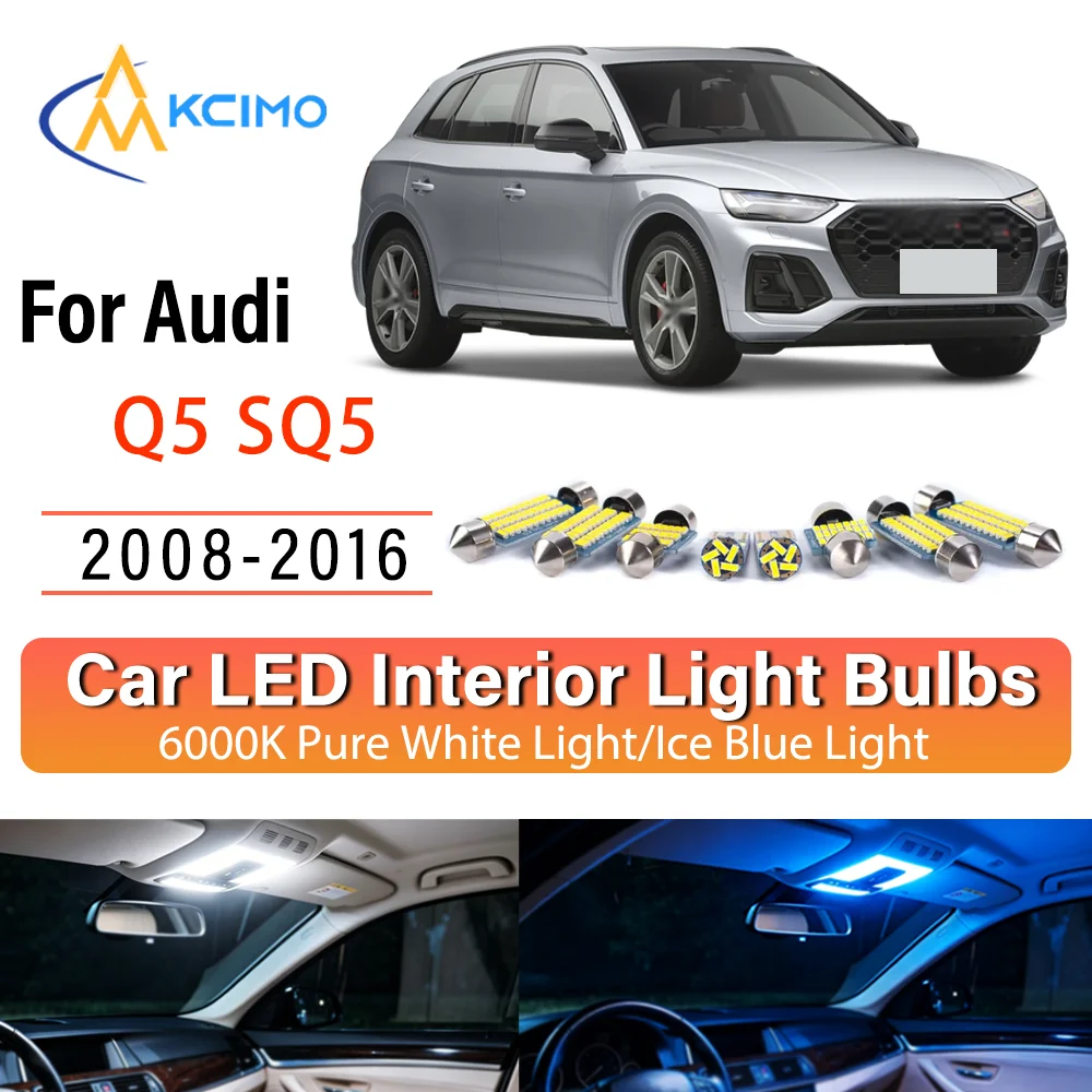 For Audi Q5 SQ5 2008-2016 Wire-Free Steady Illuminating LED Car Interior Bulb Refit Pack Direct Fit Overhead Reading Cargo