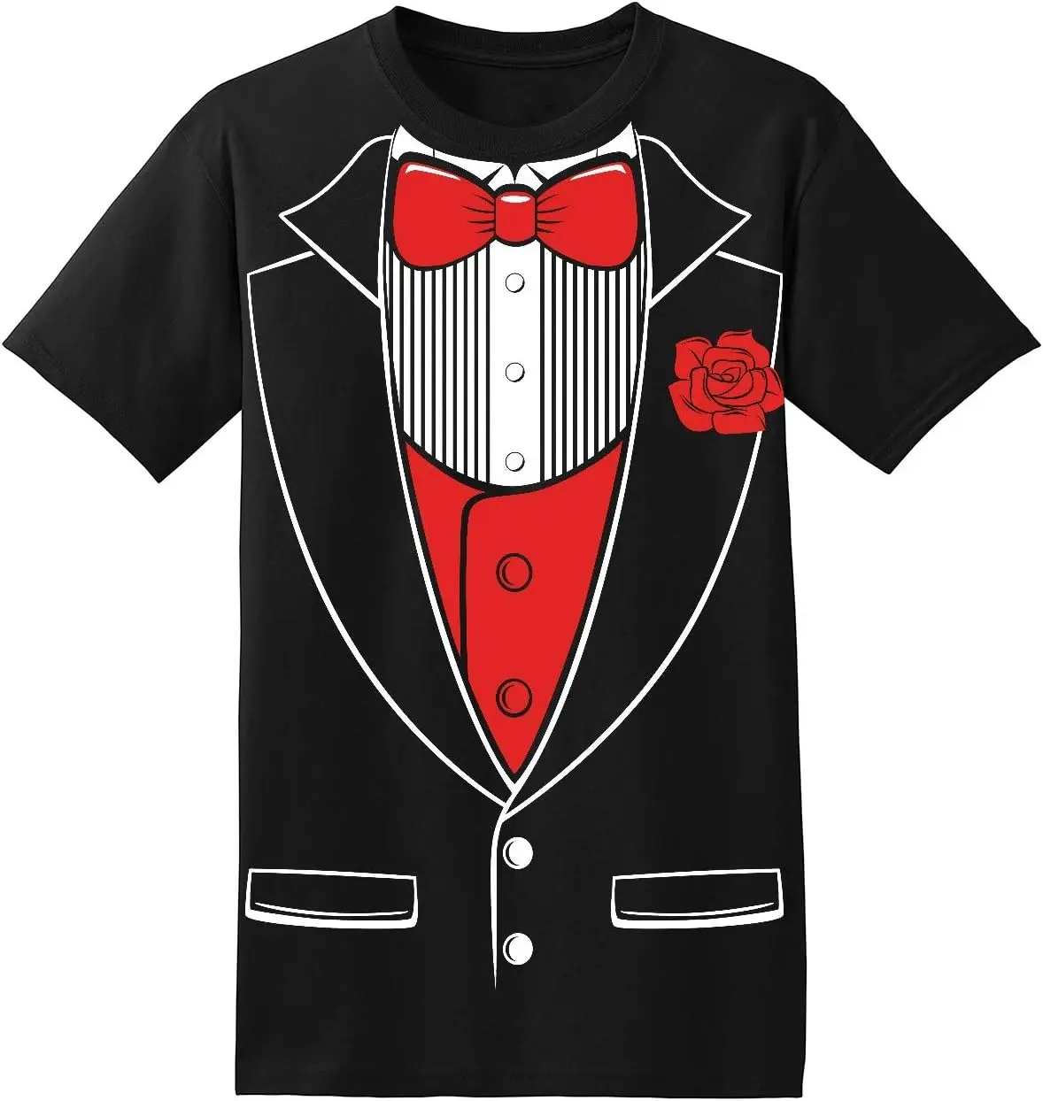 Red Rose Tuxedo Funny Ceremonial Men's T-Shirt