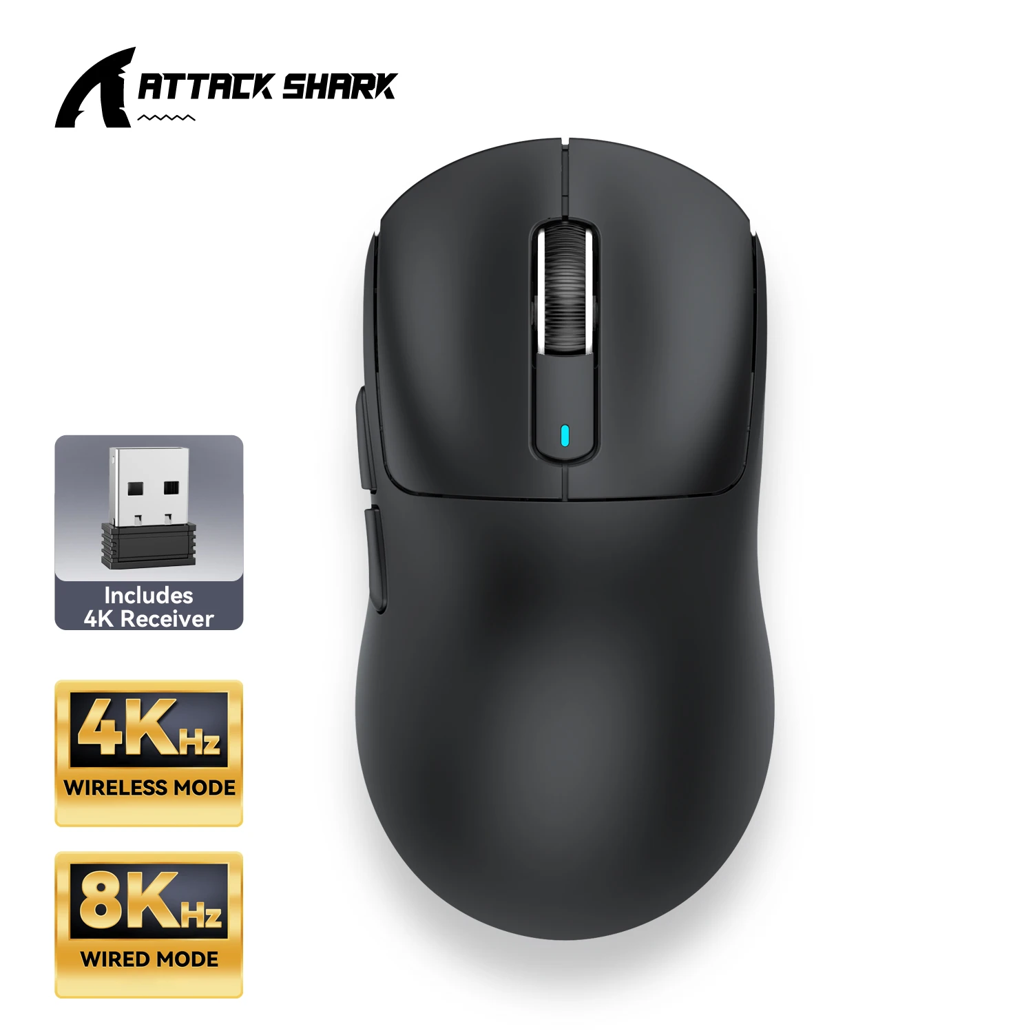 Attack Shark X3 Pro Gaming Mouse 59g Ultra-light Tri-Mode Wireless PixArt PAW3395 26K DPI 4K/8K Polling Programmable Kailh GM8.0