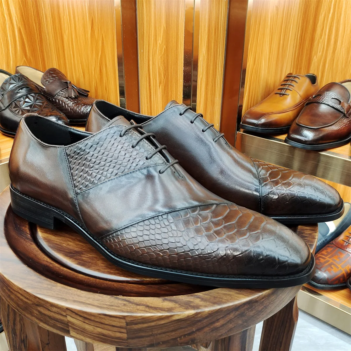 Men Fashion Handmade Dress Shoes Luxury Leather Oxford Shoes Daily Wear Men's Business Casual Office Shoes Coffee Black