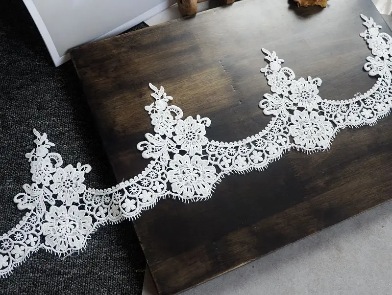Polyester Embroidered Net Lace Fabric, Water Soluble, Black, White Lace Trim Ribbons, DIY Sewing, Handmade Craft Materials