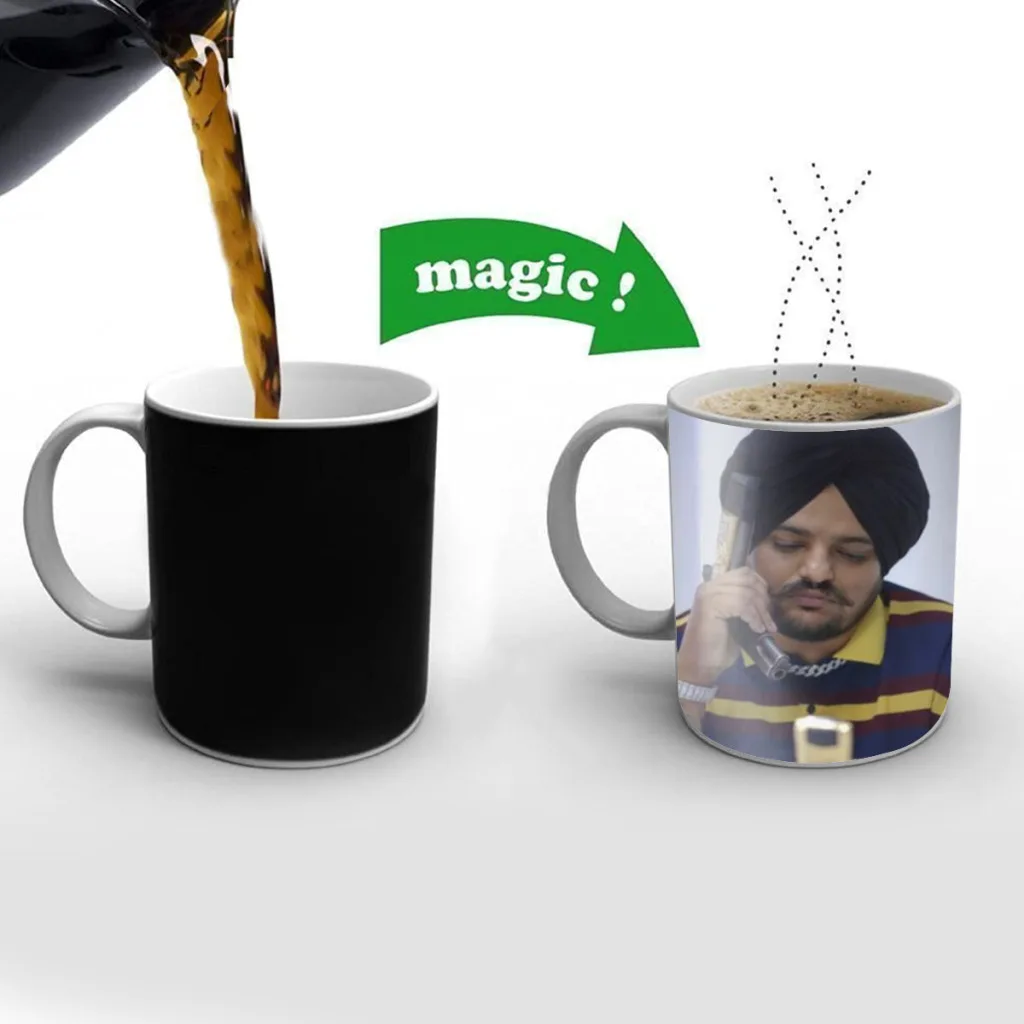 

Sidhu Moose Wala Singer Anime Free shipping Magic Color Changing Ceramic Coffee Mug Cup Friends Gift