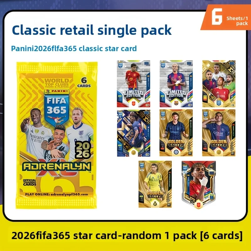 Paquete de Tarjetas Sorpresa Panini 2026 FIFA 365 Adrenalyn XL |   Regalo para Fanáticos |   Juego de Cartas |   Tarjetas de Estrellas del Fútbol |   Tarjetas Oficiales de Estrellas del Fútbol