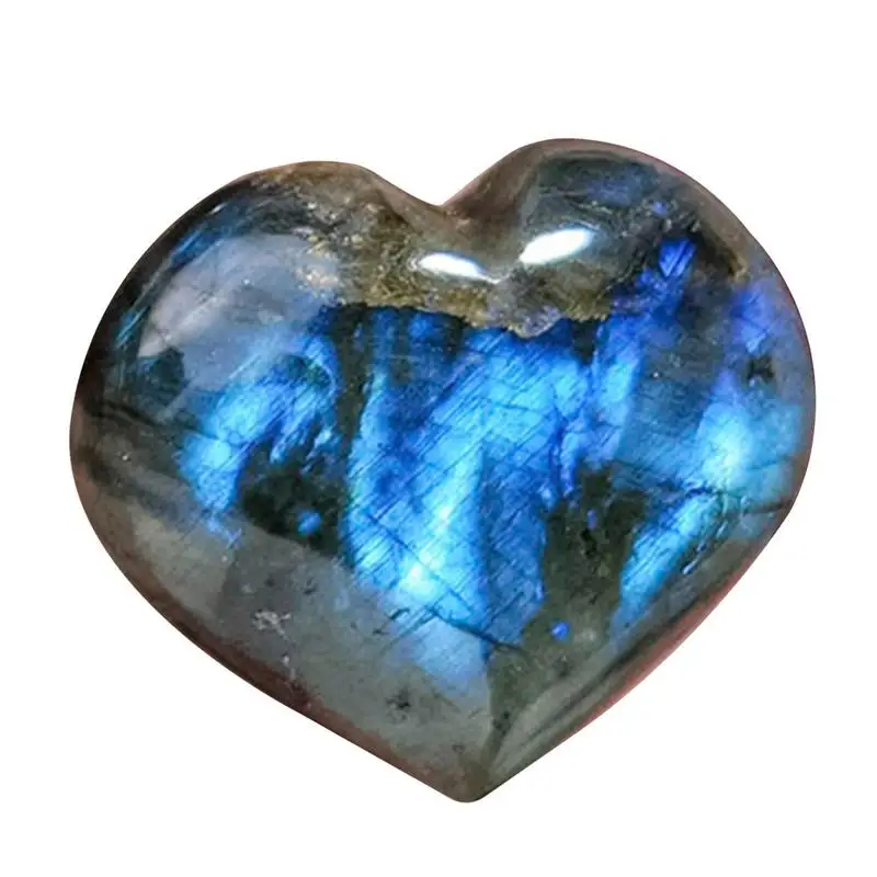 Labradorite Pocket Stone Labradorite Crystal Heart Shaped Palm Stone Pocket Massage Worry Stone Mineral Polished Pocket Stone