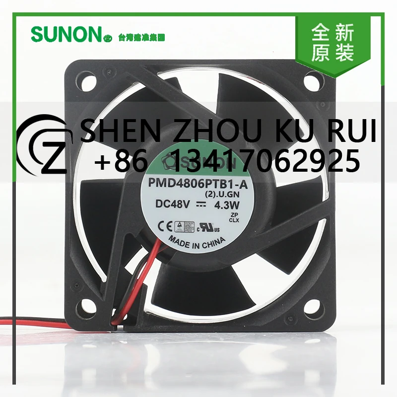 

Оригинальный Sunon 5 В 12 В 24 В постоянного тока 48 В 4,3 Вт AC EC 6025 60X60X25 мм 6 см серверная коммуникационная станция двухпроводной охлаждающий вентилятор PMD4806PTB2-A