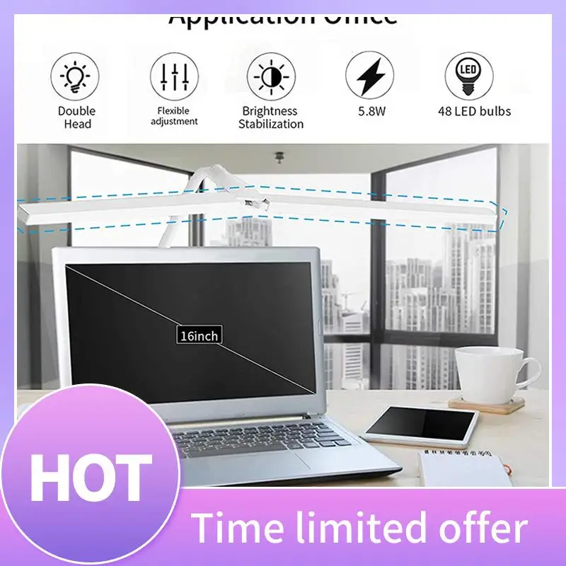 

B69C LED Desk Lamp With Clamp, Flexible Gooseneck Arm Drafting Clamp Lamps, 3 Lighting Modes Stepless Dimming Double Head