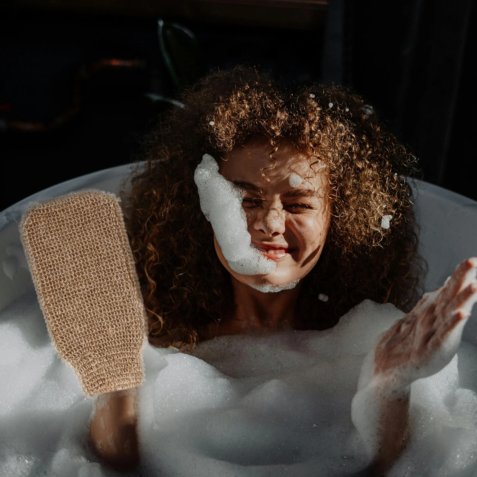 قفازات حمام دش الجوت تغطية كاملة التقشير ميت رغوة تنظيف قفاز لينة الجسم دش الغسيل للنساء الرجال