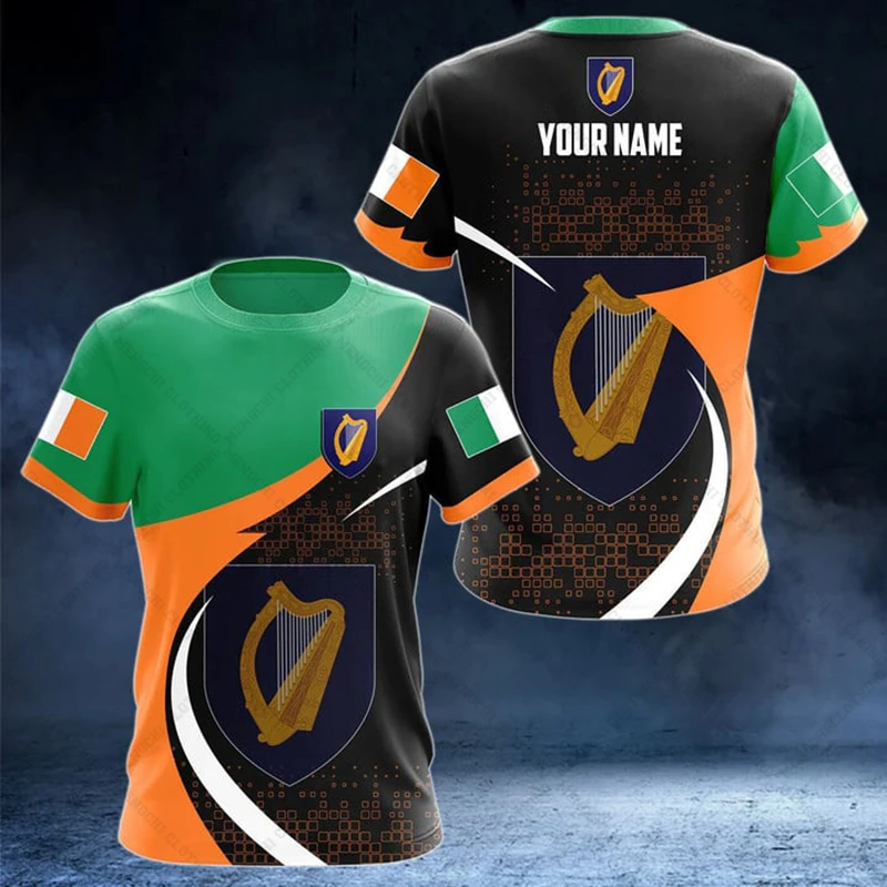 Ireland Emblem Personalized Unisex T-shirts Oversized Short Sleeve Tops Summer Casual Tees For Men Women And Kids Cool Jersey