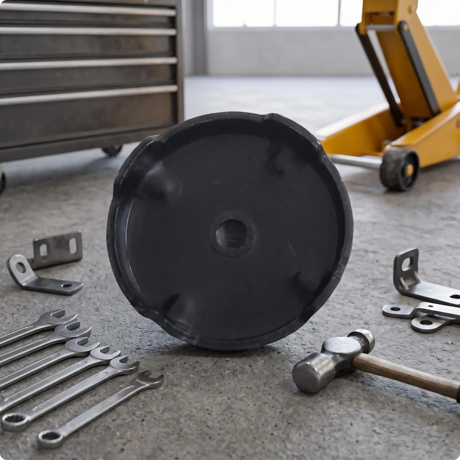 Reinforced Jack Tray Pad Replacement Accessory with Raised Border for Secure Grip and Safe Lifting in Home Garage