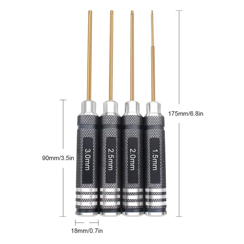 1.5mm 2.0mm 2.5mm 3.0mm Hex Screw Driver Set Titanium Hexagon Screwdriver Wrench Tool Kit for Multi-Axis FPV Drone