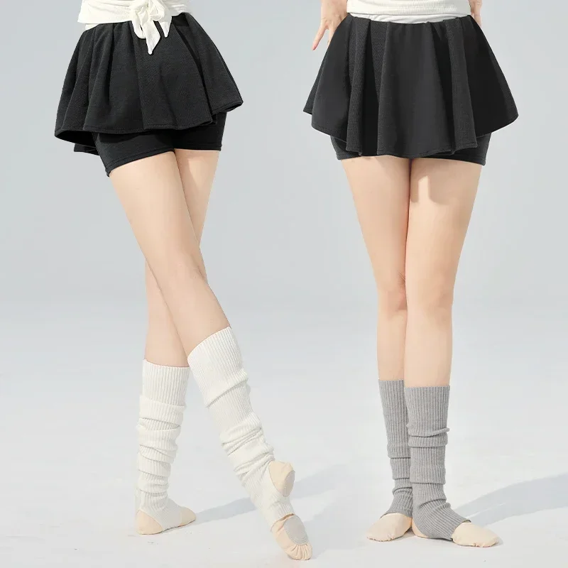 

Женские балетные брюки с юбкой, танцевальные брюки-кюлоты, тренировочные танцевальные брюки, плиссированная юбка, брюки для бега для фитнеса, йоги