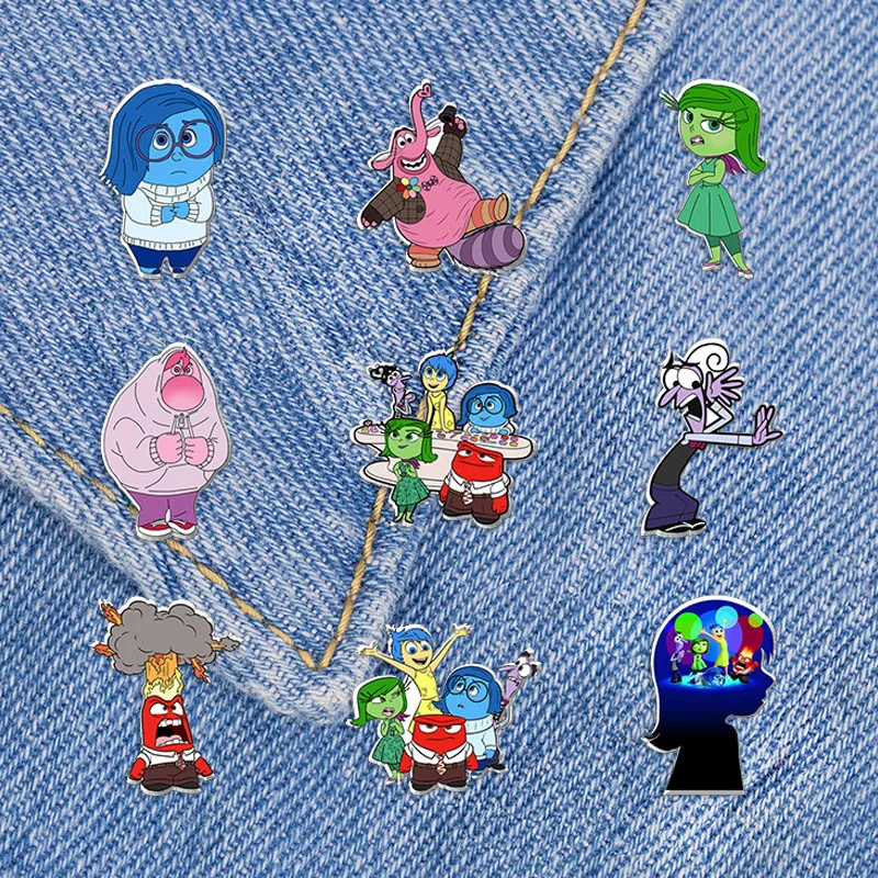 Inside Out 2 Cartoon Brooch Bing Bong Joy Sadness Anger Anime Figure Cute Badge Denim Lapel Jewelry Accessories Christmas Gift