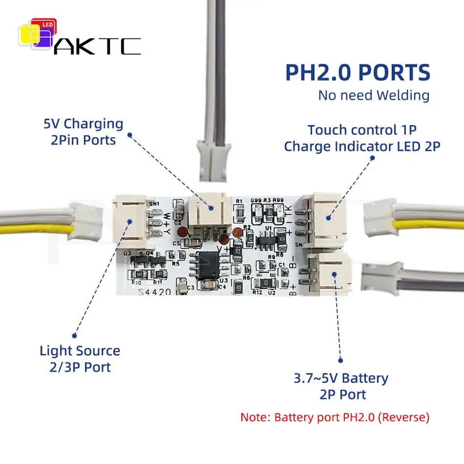 10Pcs LED Single/Dual Color Charging Touch Switch Dimming Control Board DC 5V 2A PH2.0 Port No need Welding for DIY Light Lamps