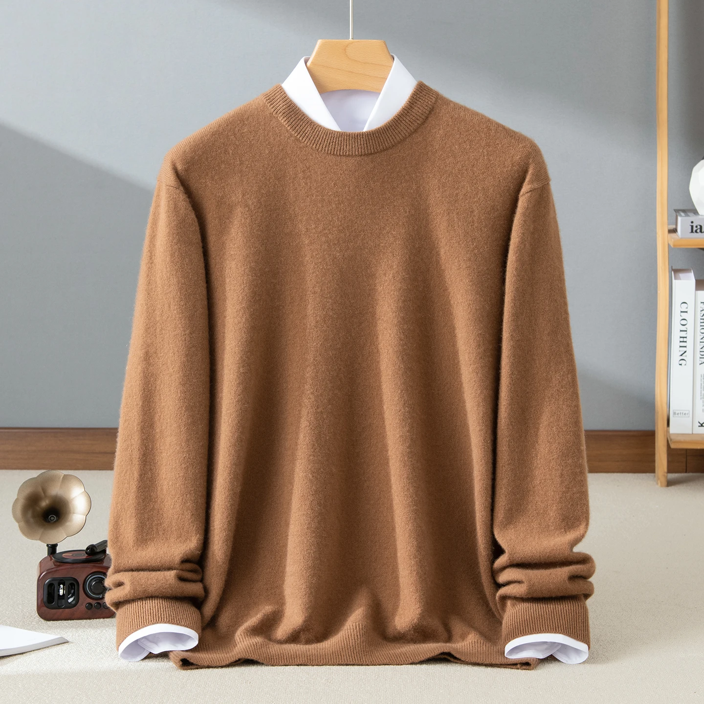 

Мужской пуловер из 100% кашемира, повседневный вязаный свитер, высококачественный люксовый трендовый топ, мужская уличная одежда, джемпер с круглым вырезом, базовая модель.