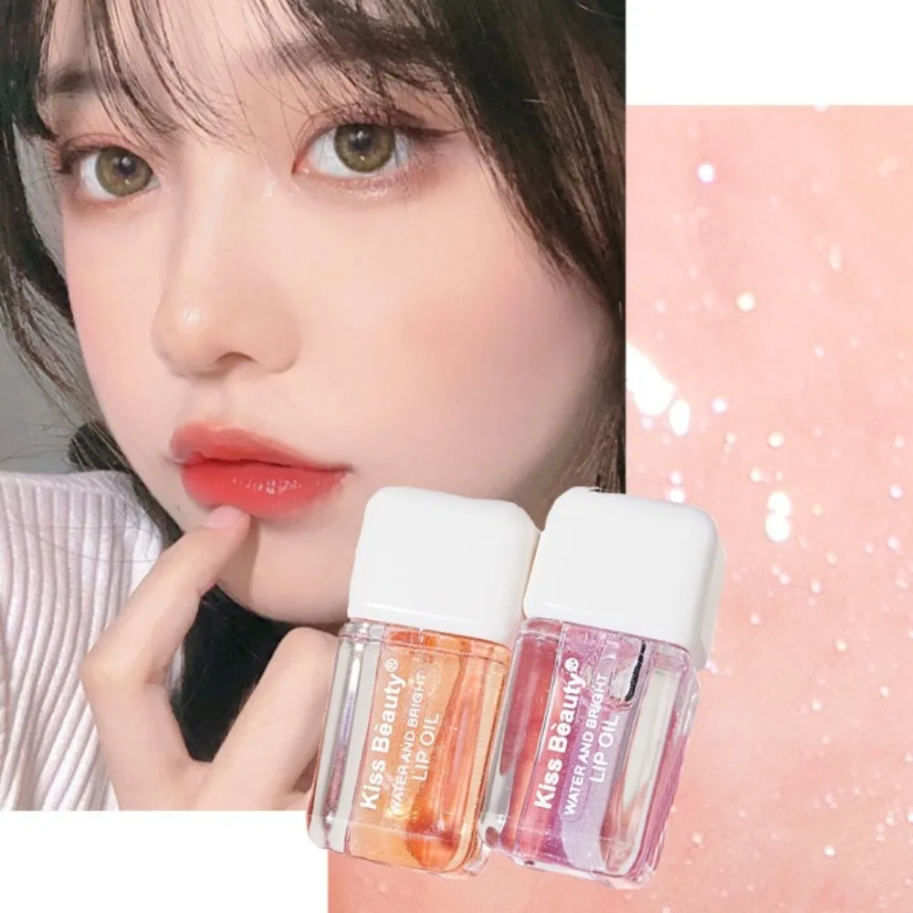 Lip Plumper Water Light Lip Oil Crystal Glossy Nourishing Mirror Lip Gloss Hydrating Pearlescent Moisturizing Lip Balm Lip Care