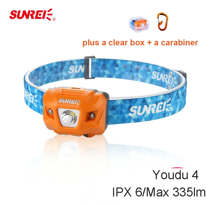 

Sunrei Youdo 4 Ultra-light IPX7 Waterproof 280 Lumen Hiking Camping LED Headlamp LIght And A Carabiner