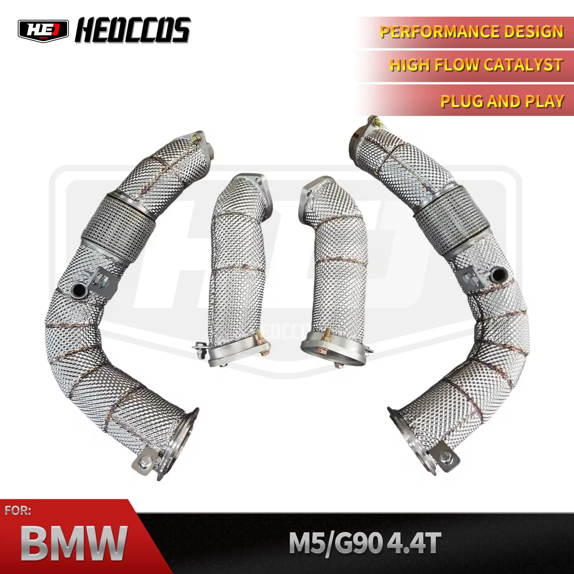 

HEO Fast Shipping Stainless Steel Free Flow Downpipe for BMW M5 G90 4.4T V8 Downpipe Heat Wrapped Exhaust Pipes