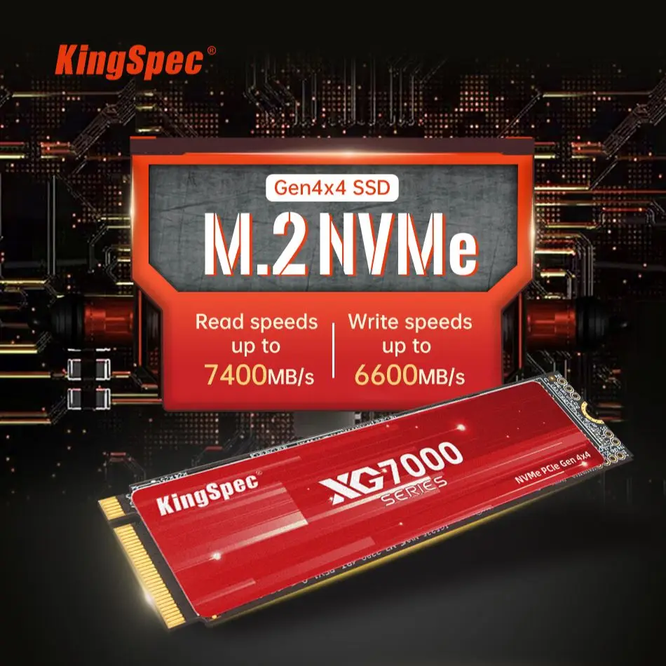 KingSpec SSD M2 NVMe 512GB 1TB 2TB 4TB 7000MB/s Ssd M.2 2280 PCIe 4.0 SSD Nmve Gen4 Hard Disk Drives Internal NVMe Drive for PS5