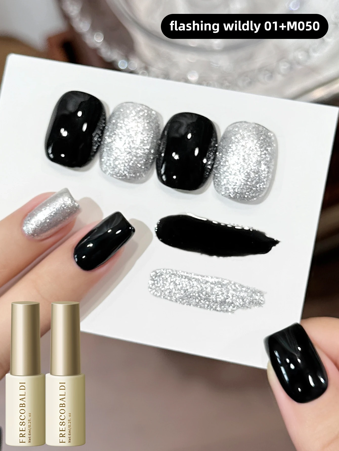 2 قطعة دينغ بانغ تعثر 01 M050 --- جديد شعبي لامعة مسمار الفن 2 اللون مجموعة مشرق بريق الفضة مسحوق هلام مسمار الفن DIY بها بنفسك