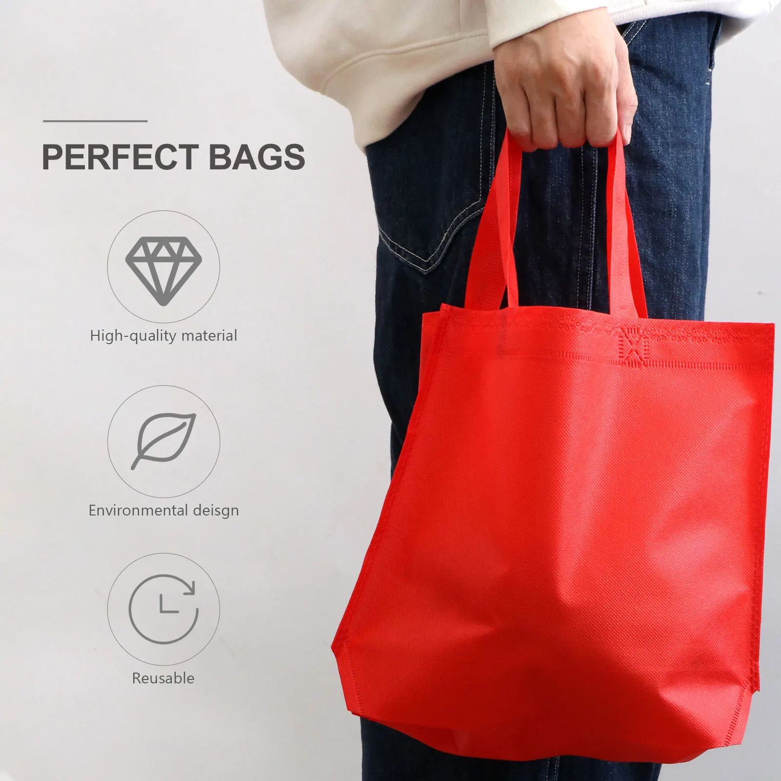 

24pcs Reusable Tote Bags Non-woven Small for Shopping Grocery Favor Bags with Handles Storage Handbags