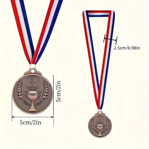 Imagen 2 del producto Medallas de 15 piezas, medallas de oro, plata, bronce, primer y segundo premio, 3 ° Premios para competiciones, escuela, fútbol, deportes, premio ganador, regalos