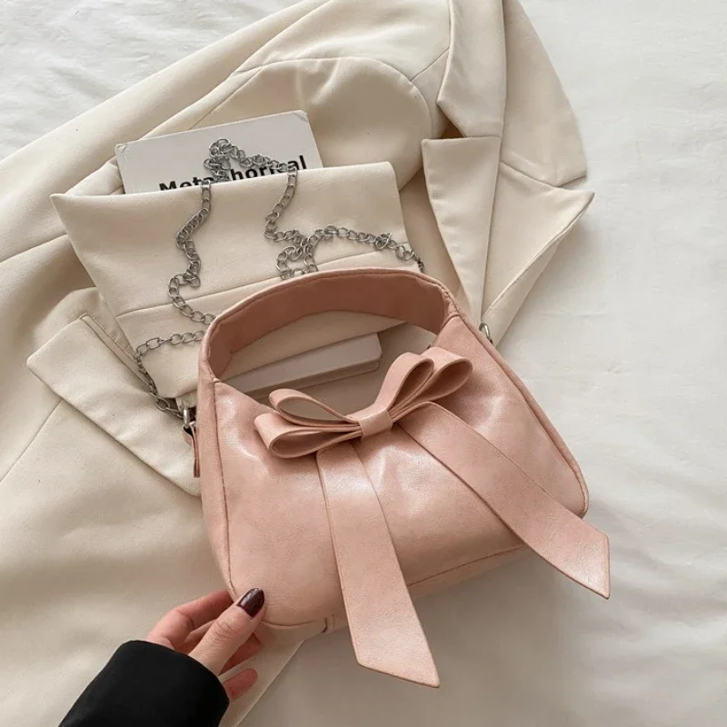 

Женские темпераментные сумки с бантом, новинка 2023 года, модная и универсальная сумка через плечо на одно плечо, повседневная текстурная сумка