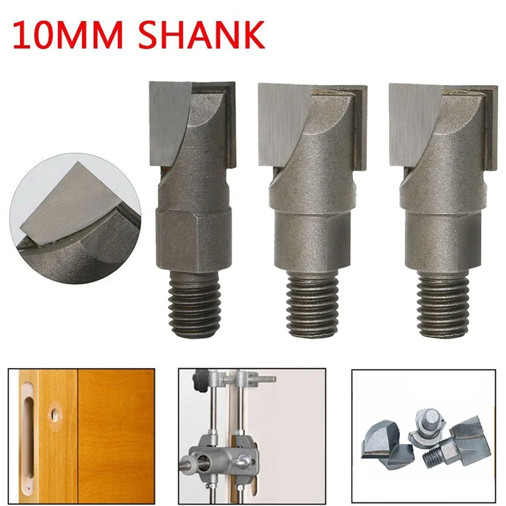 3pcs Special Wooden Door Slotter Bladea Cleaning Router Bit Door Lock Slotting Milling Cutter Slotting Threaded Bottom Cleaner