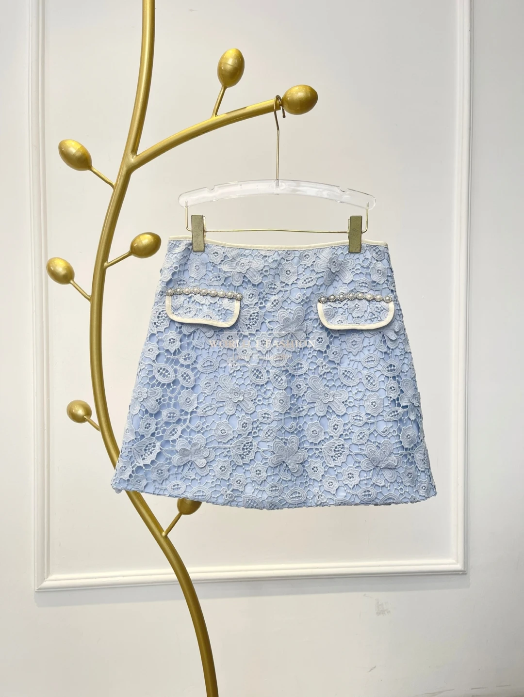 

Top Quality Blue Lace Mini Skirt