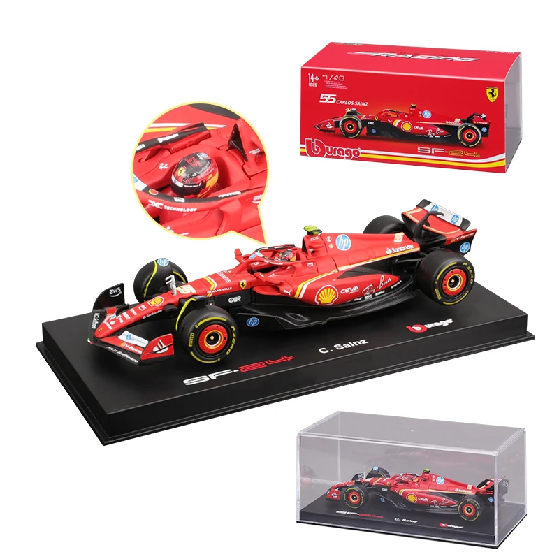 Bburago F1 1:43 Ferrari, baru 2024 Aloi miniatur Diecast Model balap Formula mewah Aloi kendaraan mainan hadiah anak-anak