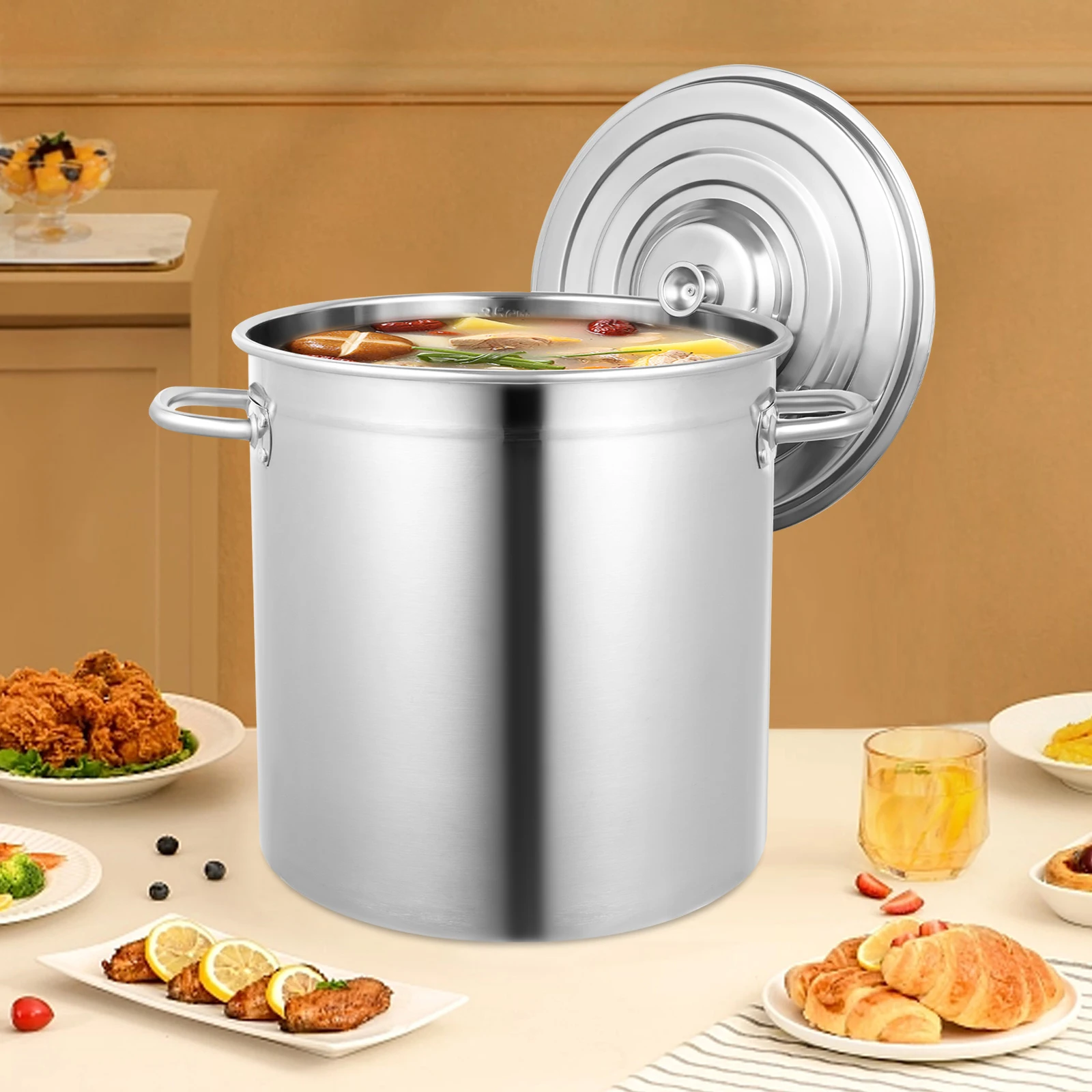 

Утолщенная многофункциональная кастрюля для супа из нержавеющей стали большой емкости на 35 л с крышкой